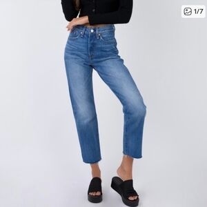 Levi's Wedgie Straight Jeans With Button Fly And Raw Hem